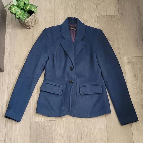 Peruvian Connection Baby Alpaca &  Wool Blend Navy Blue & Purple Blazer, Women 4 - Picture 3 of 16